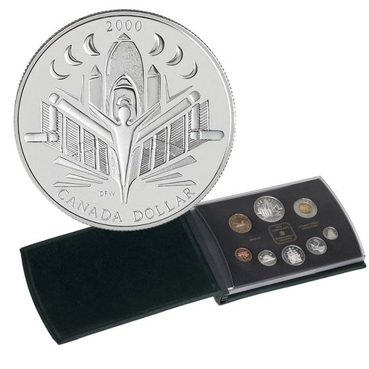 2000 Canadian 8-Coin Silver Proof Double Dollar Set: VOYAGE OF DISCOVERY Silver Dollar