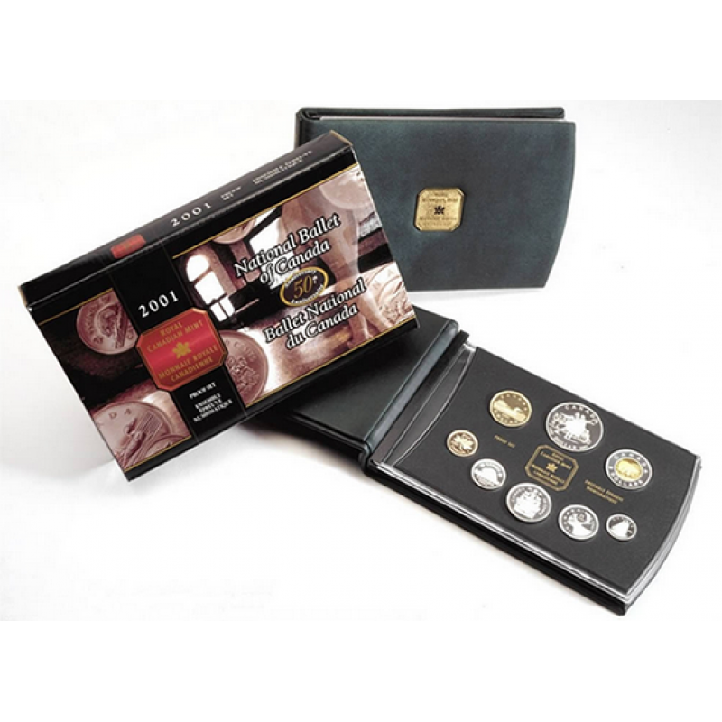 2001 Canadian 8-Coin Silver Proof Double Dollar Set: NATIONAL BALLET OF CANADA 50th Anniversary Silver Dollar