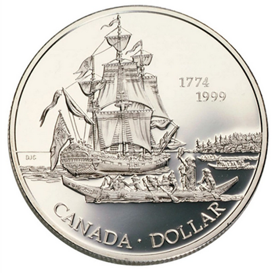 1999 Canadian 8-Coin Double Dollar Silver Proof Set: VOYAGE OF JUAN PEREZ 225th Anniversary