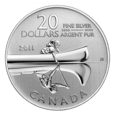 2011 $20 for $20 Pure Silver Coin: CANADA CANOE. Coin Only!