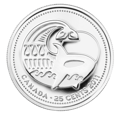 2011 Canadian .25-cent Quarters: LEGENDARY NATURE COIN COLLECTION 6-Pack Pliofilm