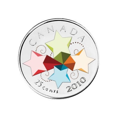 2010 Canadian Full-COLOUR .25-cent Coin Gift Set From The Royal Canadian Mint: CONGRATULATIONS-FELICITATIONS!