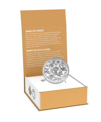2016 $200 for $200 CANADA'S VAST PRAIRIES COIN, 2 Ounces of .9999 Pure Silver w/COA Display Box
