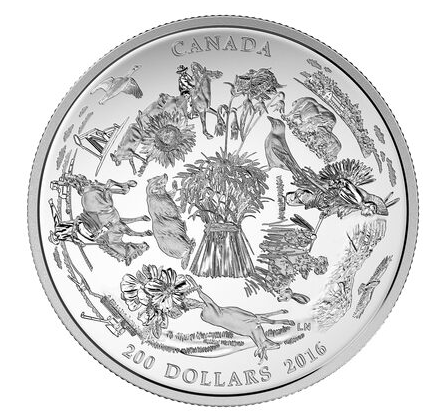 2016 $200 for $200 CANADA'S VAST PRAIRIES COIN, 2 Ounces of .9999 Pure Silver w/COA Display Box