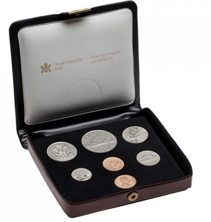 1979 DOUBLE PENNY Specimen 7-Coin Set, Bergundy Vinyl Case & COA