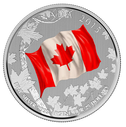 2015 $25 for $25 Pure Silver Coin: CANADA FLAG