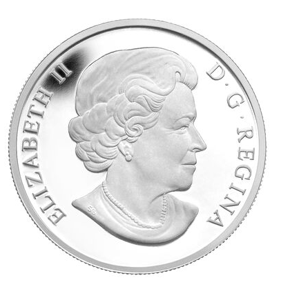2014 $25 O-Canada 1 oz Pure Fine Silver Coin: SCENIC SKIING IN CANADA